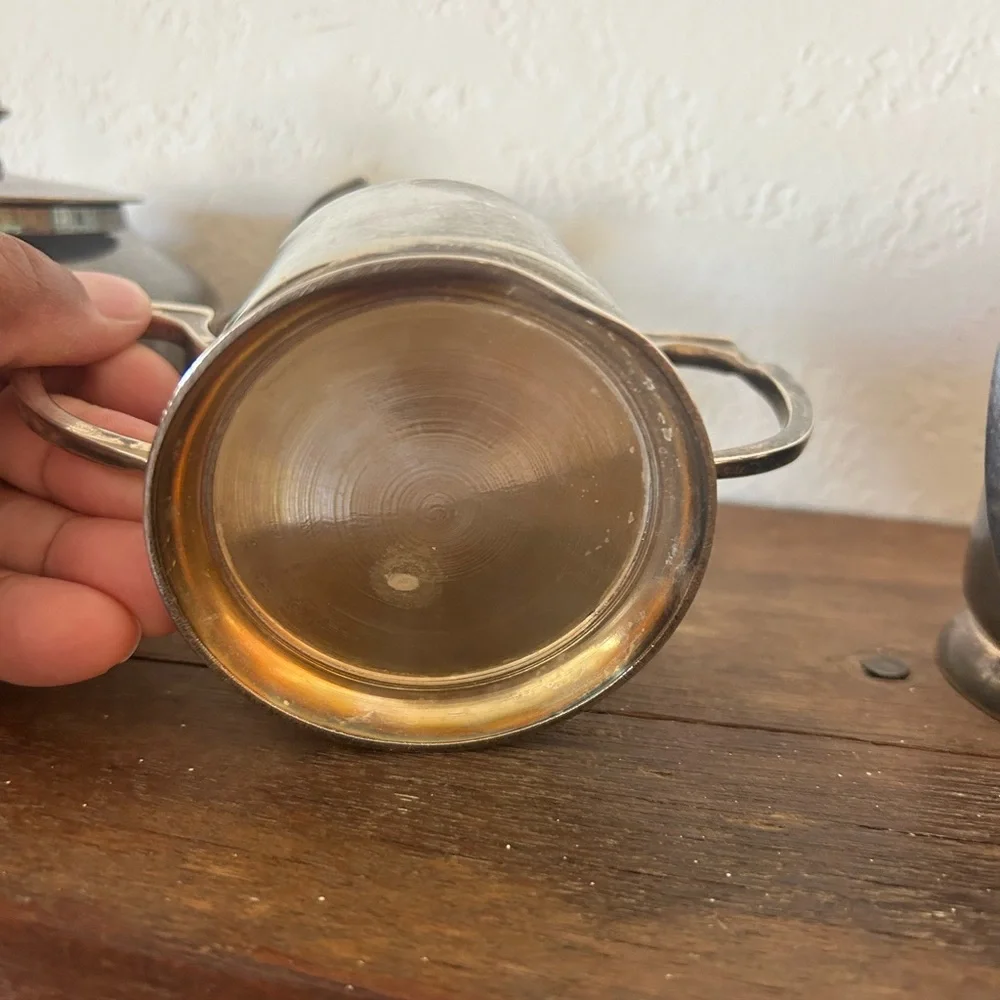 Vintage 4pc Silver Plated Tea Set Made in India Natural Patina